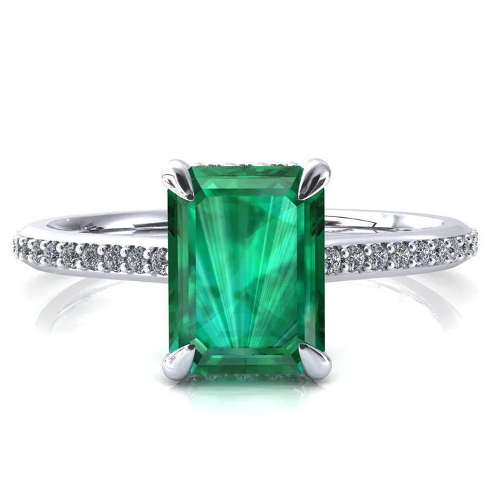 Fire Brilliance Rings Kiki Emerald Emerald 4 Prongs Claw Floating Halo 12 Pinpoint Inverted Cathedral Ring Fire Brilliance Rings Kiki Emerald Emerald 4 Prongs Claw Floating Halo 12 Pinpoint Inverted Cathedral Ring