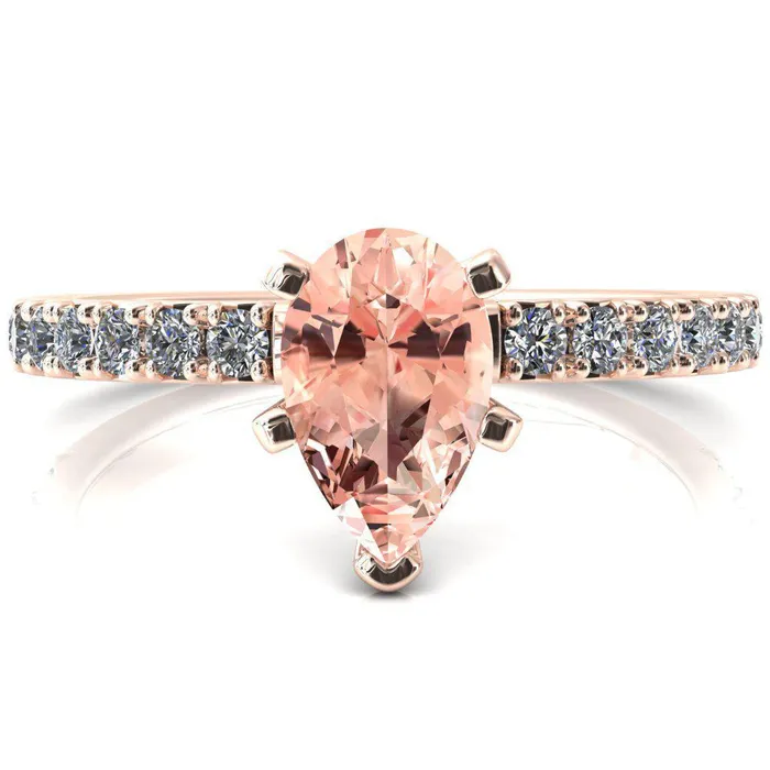 Fire Brilliance Rings Nefili Pear Champagne Sapphire 5 Prong 58 Eternity Diamond French Pave Engagement Ring