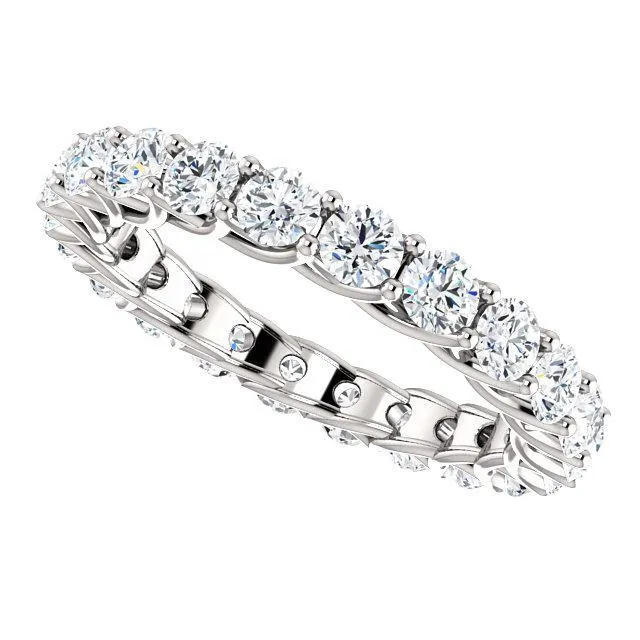 Fire Brilliance Rings Prestine Full Eternity 4 Prongs 3mm Round Cut Engagement or Anniversary Ring