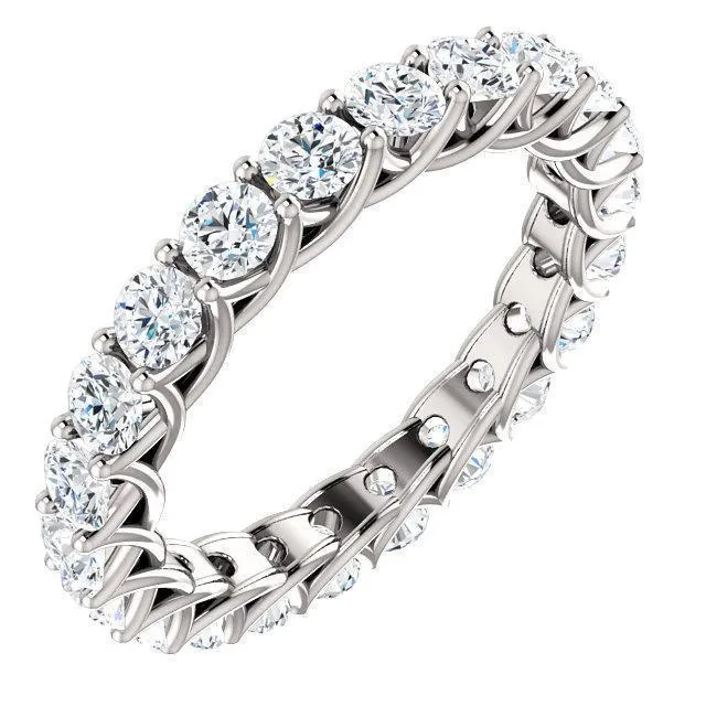Fire Brilliance Rings Prestine Full Eternity 4 Prongs 3mm Round Cut Engagement or Anniversary Ring