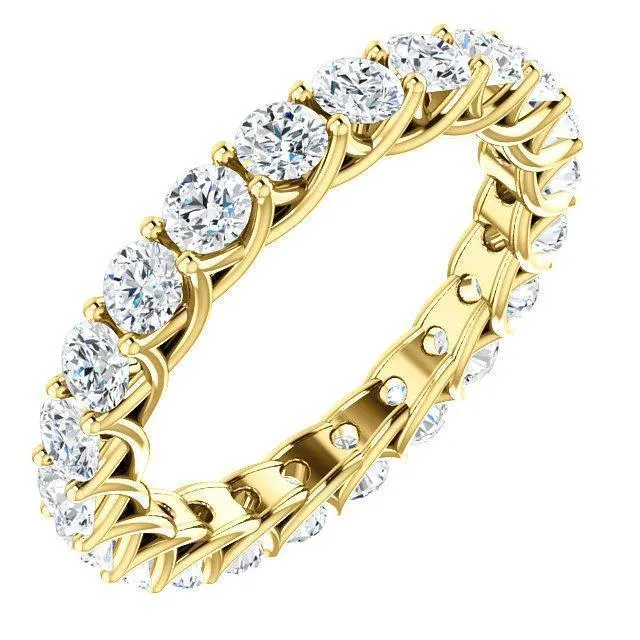 Fire Brilliance Rings Prestine Full Eternity 4 Prongs 3mm Round Cut Engagement or Anniversary Ring