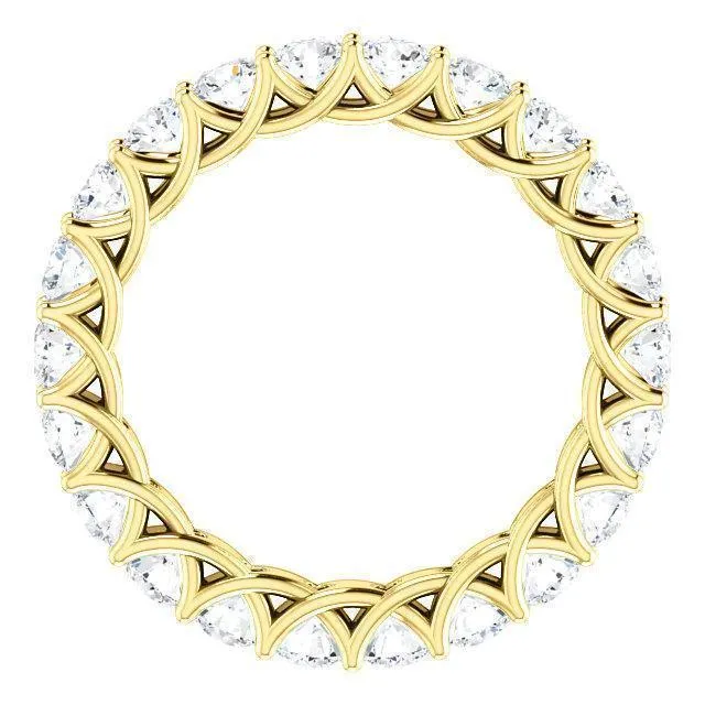 Fire Brilliance Rings Prestine Full Eternity 4 Prongs 3mm Round Cut Engagement or Anniversary Ring