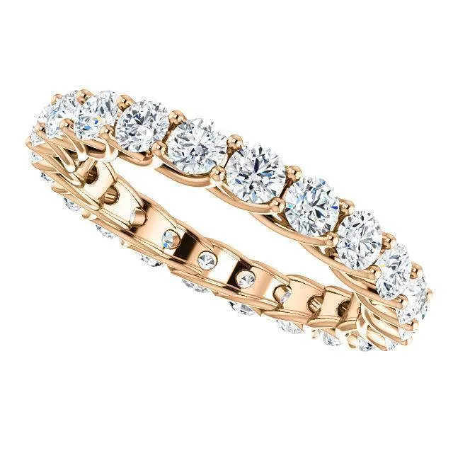 Fire Brilliance Rings Prestine Full Eternity 4 Prongs 3mm Round Cut Engagement or Anniversary Ring