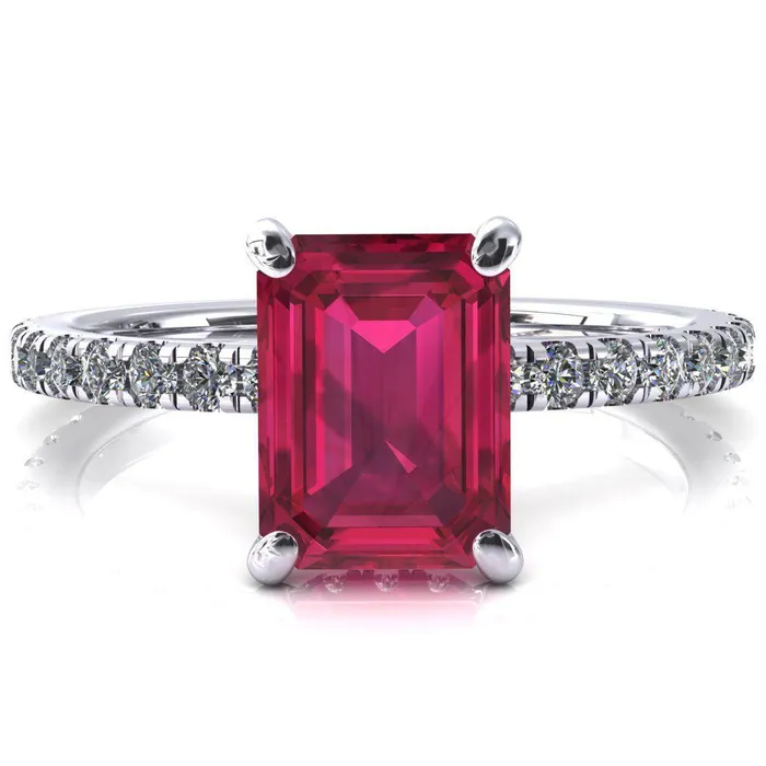 Fire Brilliance Rings Sicili Emerald Ruby 4 Prong 34 Micro Pave Diamond Engagement Ring Fire Brilliance Rings Sicili Emerald Ruby 4 Prong 34 Micro Pave Diamond Engagement Ring