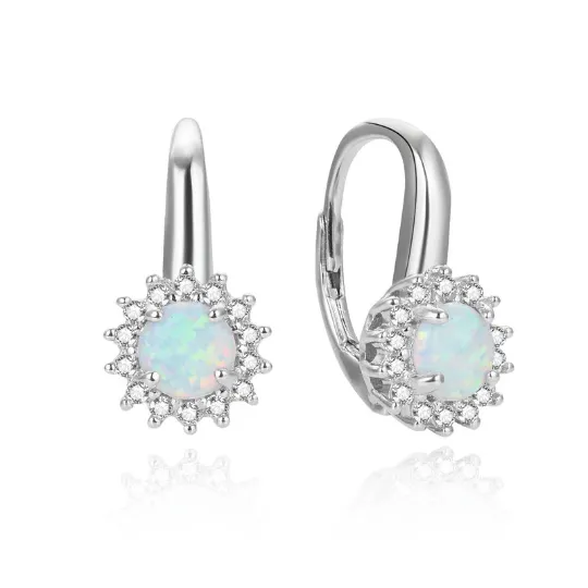 Jewelvers 925 Sterling Silver Lever back Opal Dangle Rings Jewelvers 925 Sterling Silver Lever back Opal Dangle Rings