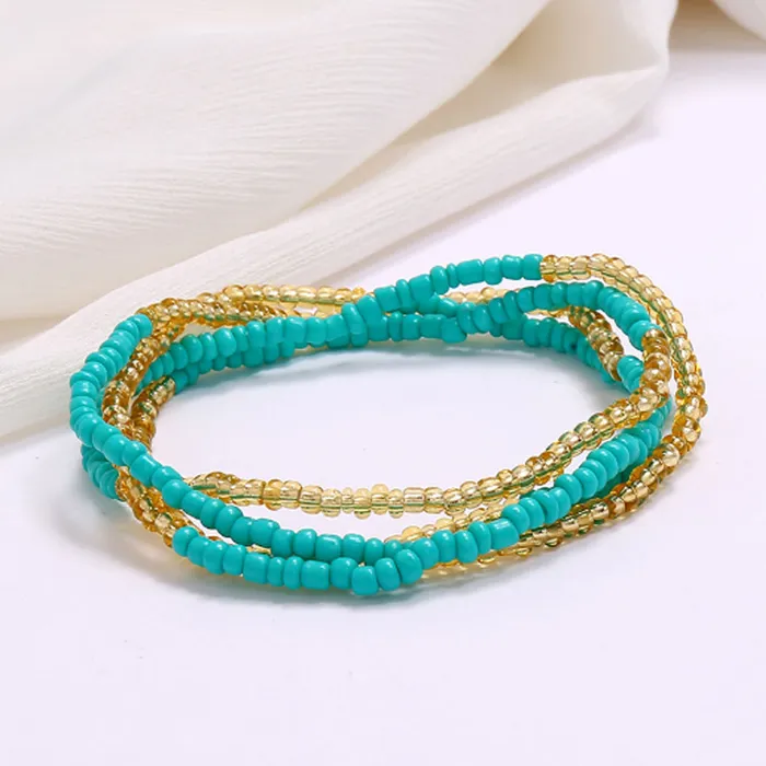 Jewelvers Slimming Elastic Waist Band Turquoise gold Waist Beads African Waist Beads Rings Jewelvers Slimming Elastic Waist Band Turquoise gold Waist Beads African Waist Beads Rings