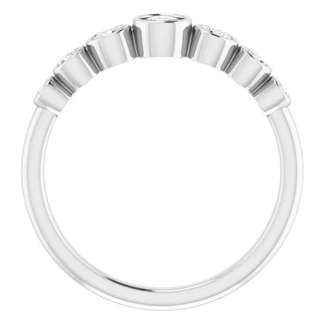 Juliette Round Diamond Tapering Accents 12 Eternity Bezled Wedding Anniversary Band Fire Brilliance Rings