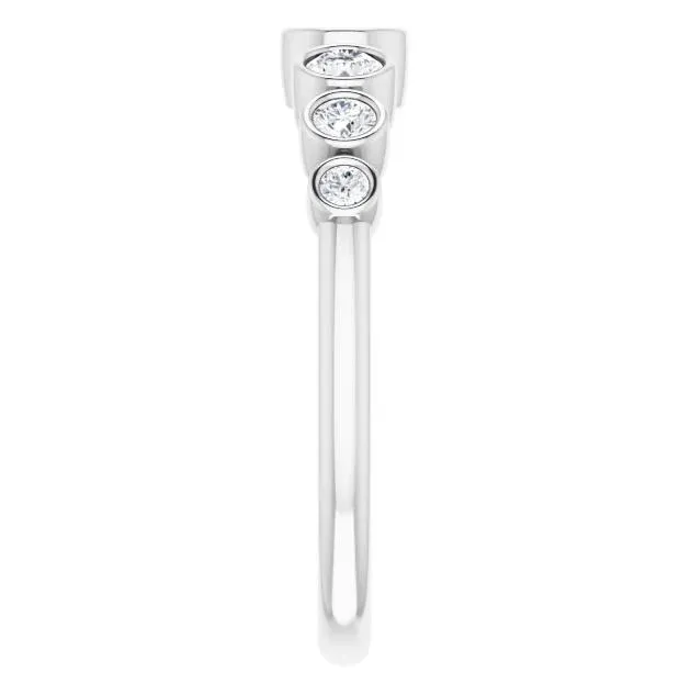 Juliette Round Diamond Tapering Accents 12 Eternity Bezled Wedding Anniversary Band Fire Brilliance Rings