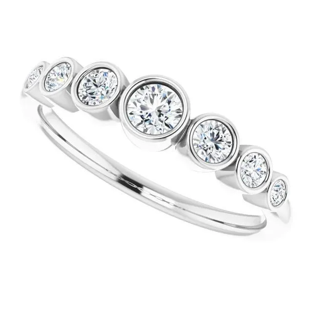 Juliette Round Diamond Tapering Accents 12 Eternity Bezled Wedding Anniversary Band Fire Brilliance Rings