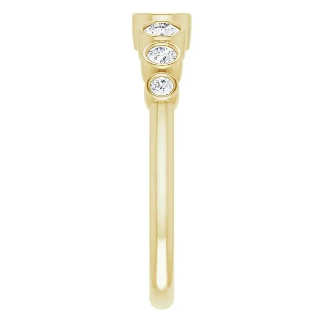 Juliette Round Diamond Tapering Accents 12 Eternity Bezled Wedding Anniversary Band Fire Brilliance Rings