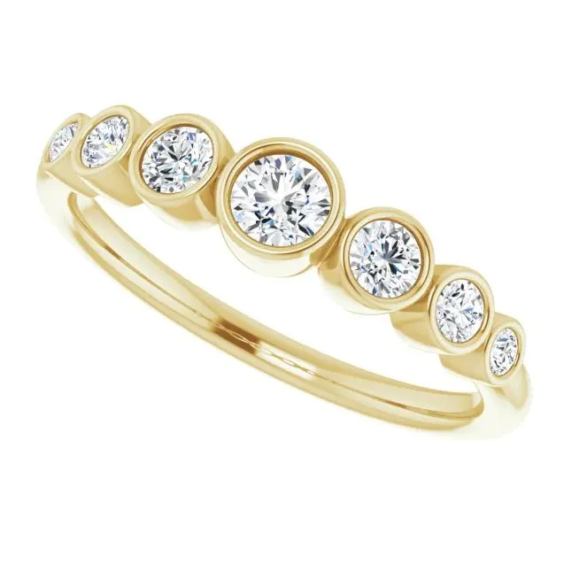Juliette Round Diamond Tapering Accents 12 Eternity Bezled Wedding Anniversary Band Fire Brilliance Rings