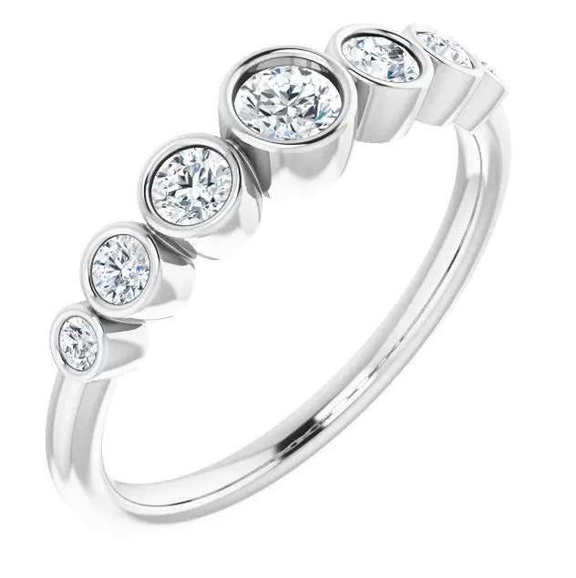 Juliette Round Diamond Tapering Accents 12 Eternity Bezled Wedding Anniversary Band Fire Brilliance Rings