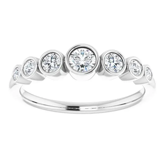 Juliette Round Diamond Tapering Accents 12 Eternity Bezled Wedding Anniversary Band Fire Brilliance Rings