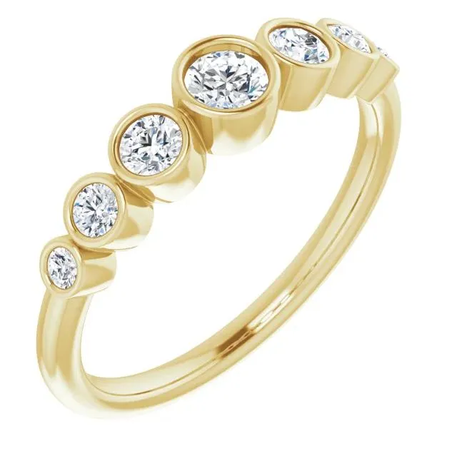 Juliette Round Diamond Tapering Accents 12 Eternity Bezled Wedding Anniversary Band Fire Brilliance Rings