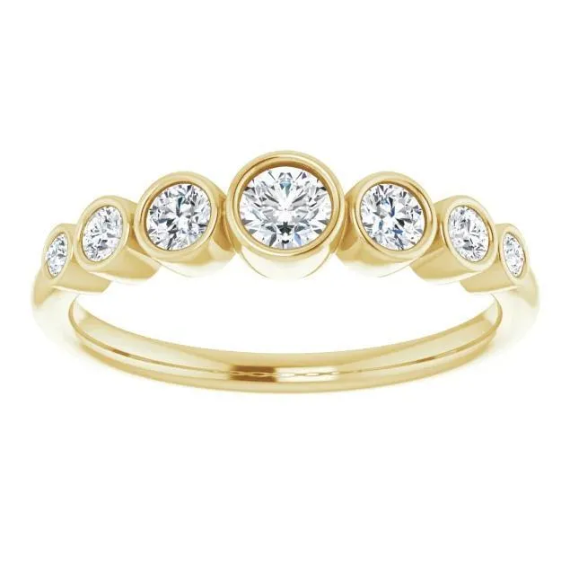 Juliette Round Diamond Tapering Accents 12 Eternity Bezled Wedding Anniversary Band Fire Brilliance Rings