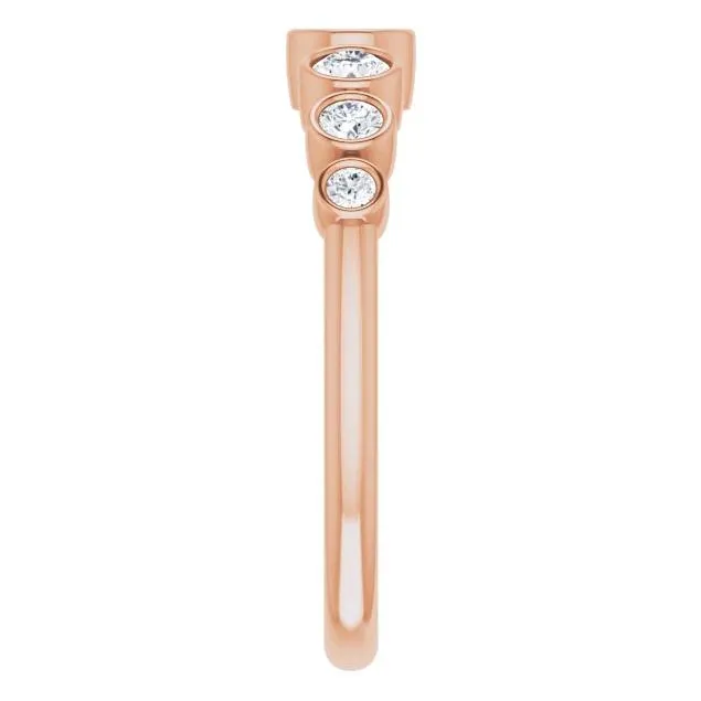 Juliette Round Diamond Tapering Accents 12 Eternity Bezled Wedding Anniversary Band Fire Brilliance Rings