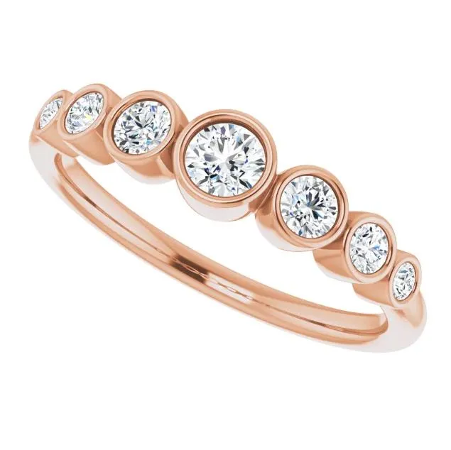Juliette Round Diamond Tapering Accents 12 Eternity Bezled Wedding Anniversary Band Fire Brilliance Rings