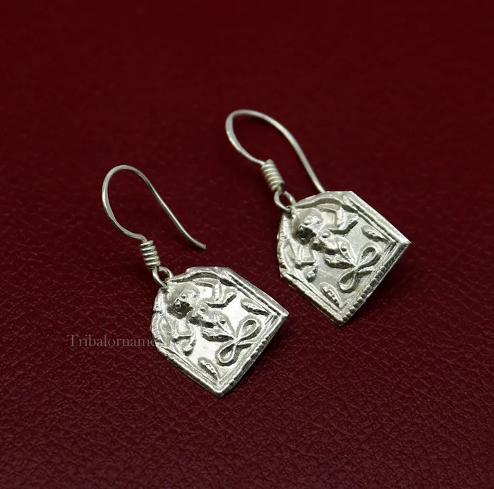 Light weight 925 sterling silver excellent customized traditional indian style hoops earring amazing tribal ethnic earring ear956 TRIBAL ORNAMENTS Earrings