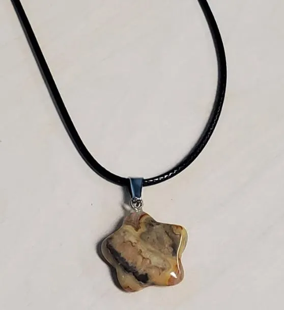 Necklaces POLLY N213 Earth Tones Star Natural Quartz Stone on Leather Cord Necklace with FREE Earrings Necklaces POLLY N213 Earth Tones Star Natural Quartz Stone on Leather Cord Necklace with FREE Earrings