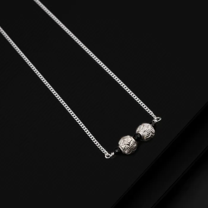 Necklaces TRIBAL ORNAMENTS Pure 925 sterling silver chain necklace and vintage antique ball style pendant Mangalsutra ms115 Necklaces TRIBAL ORNAMENTS Pure 925 sterling silver chain necklace and vintage antique ball style pendant Mangalsutra ms115