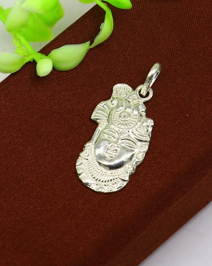 Necklaces TRIBAL ORNAMENTS Solid sterling silver handmade Hindu Lord krishna shrinathji tiny pendant amazing designer fabulous pendant unisex gifting jewelry ssp623