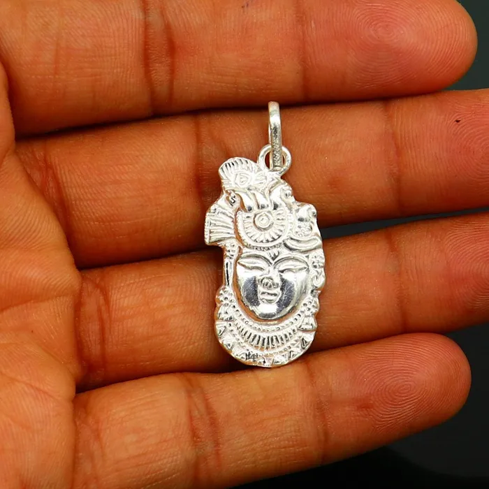 Necklaces TRIBAL ORNAMENTS Solid sterling silver handmade Hindu Lord krishna shrinathji tiny pendant amazing designer fabulous pendant unisex gifting jewelry ssp623