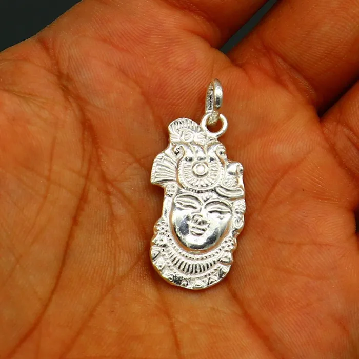 Necklaces TRIBAL ORNAMENTS Solid sterling silver handmade Hindu Lord krishna shrinathji tiny pendant amazing designer fabulous pendant unisex gifting jewelry ssp623