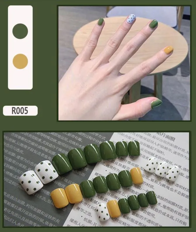 NS561 Short Square Press On Nails 24 Pieces R005 Polly Earrings