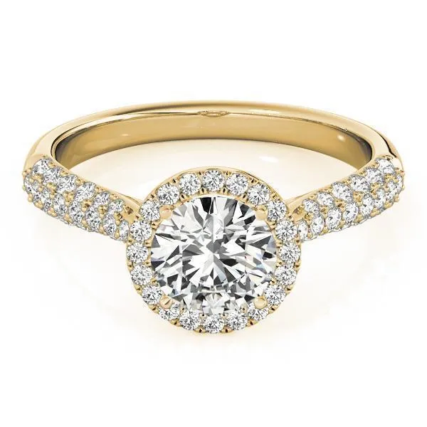 Pauline Round Center Stone Micro Pave Shank Halo Engagement Ring Fire Brilliance Rings