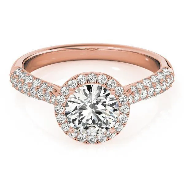 Pauline Round Center Stone Micro Pave Shank Halo Engagement Ring Fire Brilliance Rings