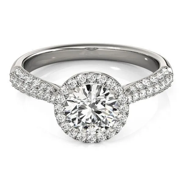Pauline Round Center Stone Micro Pave Shank Halo Engagement Ring Fire Brilliance Rings