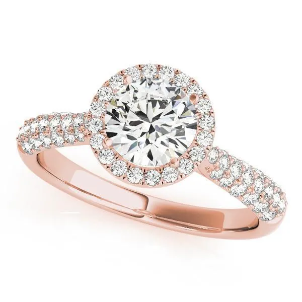 Pauline Round Center Stone Micro Pave Shank Halo Engagement Ring Fire Brilliance Rings