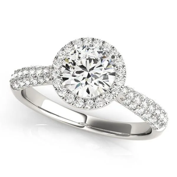 Pauline Round Center Stone Micro Pave Shank Halo Engagement Ring Fire Brilliance Rings