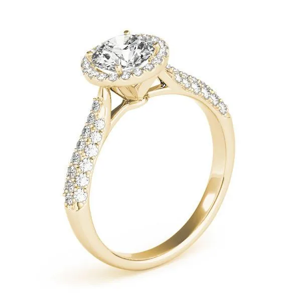 Pauline Round Center Stone Micro Pave Shank Halo Engagement Ring Fire Brilliance Rings