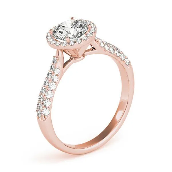 Pauline Round Center Stone Micro Pave Shank Halo Engagement Ring Fire Brilliance Rings