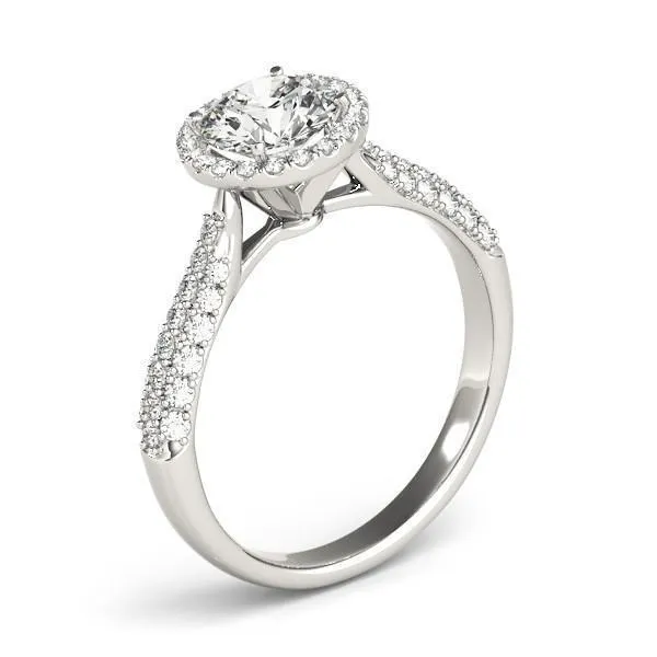 Pauline Round Center Stone Micro Pave Shank Halo Engagement Ring Fire Brilliance Rings