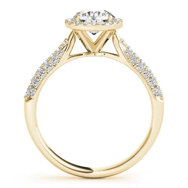 Pauline Round Center Stone Micro Pave Shank Halo Engagement Ring Fire Brilliance Rings