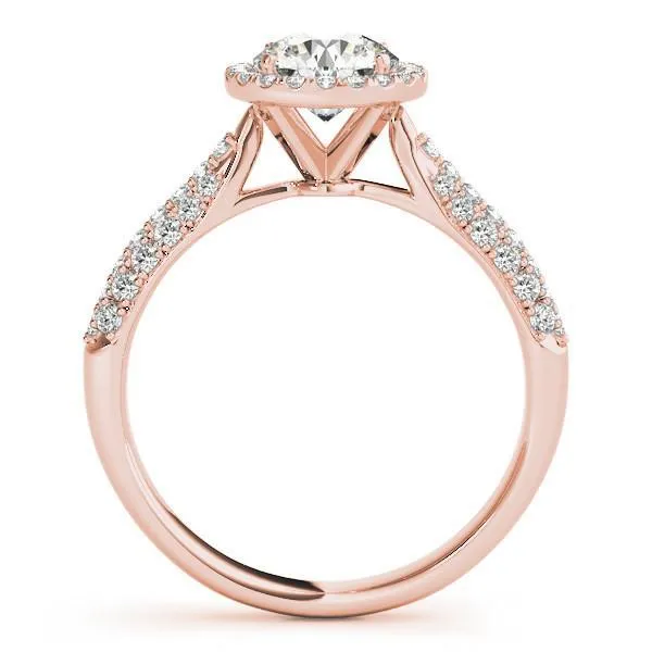 Pauline Round Center Stone Micro Pave Shank Halo Engagement Ring Fire Brilliance Rings