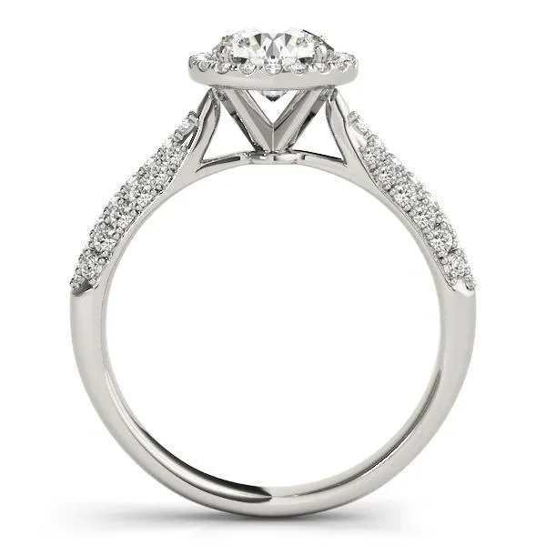 Pauline Round Center Stone Micro Pave Shank Halo Engagement Ring Fire Brilliance Rings