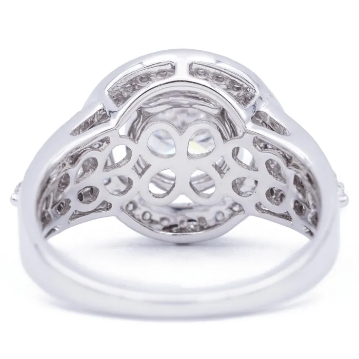 Rings 75mm Round Center 14K White Gold Halo Ring Fire Brilliance 