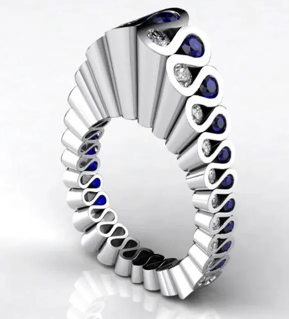 Rings alice R13 Silver Blue Rhinestone Retro Ring