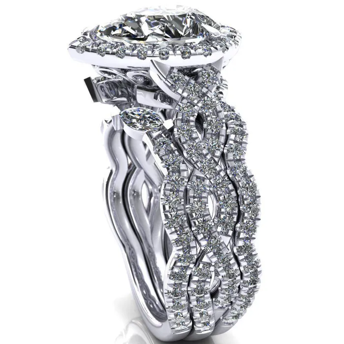 Rings Delaney Pear Center Stone Halo Diamond 34 Infinity Eternity Ring Fire Brilliance 