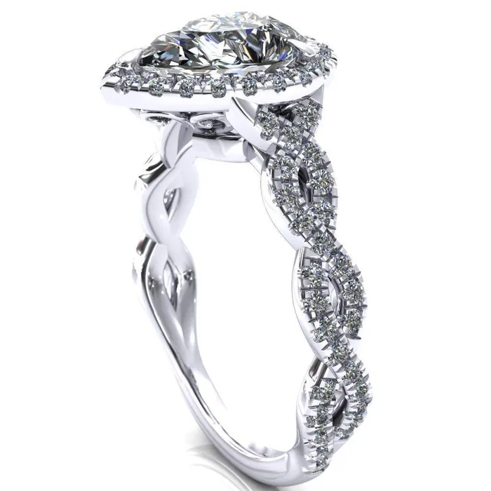 Rings Delaney Pear Center Stone Halo Diamond 34 Infinity Eternity Ring Fire Brilliance 
