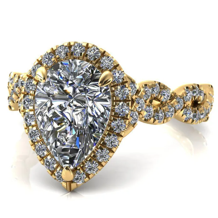 Rings Delaney Pear Center Stone Halo Diamond 34 Infinity Eternity Ring Fire Brilliance 