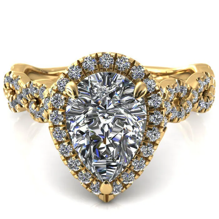 Rings Delaney Pear Center Stone Halo Diamond 34 Infinity Eternity Ring Fire Brilliance 