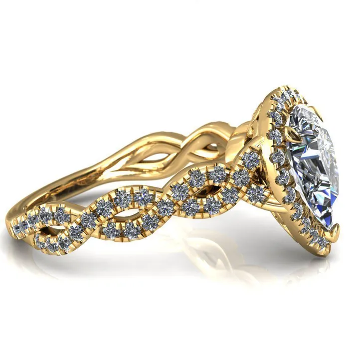 Rings Delaney Pear Center Stone Halo Diamond 34 Infinity Eternity Ring Fire Brilliance 