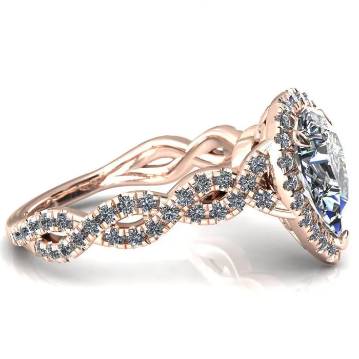 Rings Delaney Pear Center Stone Halo Diamond 34 Infinity Eternity Ring Fire Brilliance 