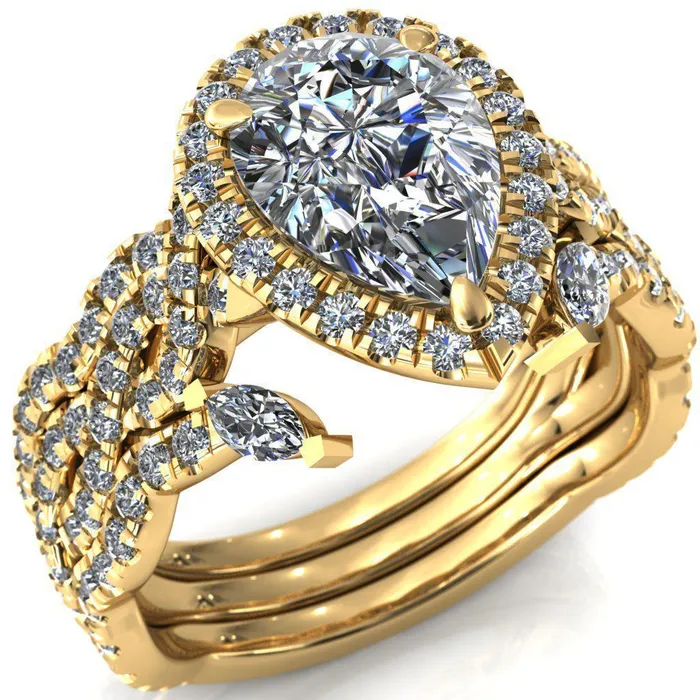 Rings Delaney Pear Center Stone Halo Diamond 34 Infinity Eternity Ring Fire Brilliance 