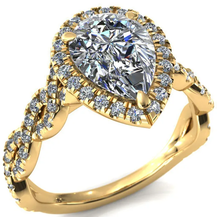 Rings Delaney Pear Center Stone Halo Diamond 34 Infinity Eternity Ring Fire Brilliance 