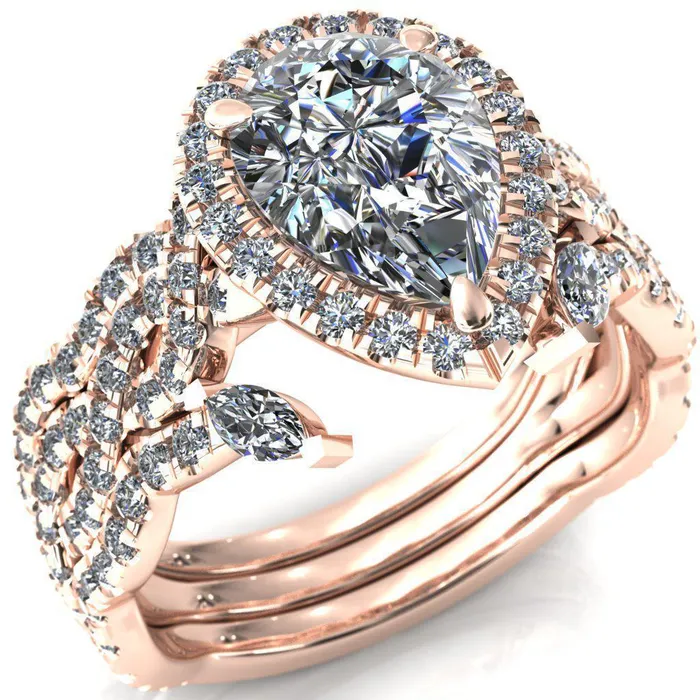 Rings Delaney Pear Center Stone Halo Diamond 34 Infinity Eternity Ring Fire Brilliance 